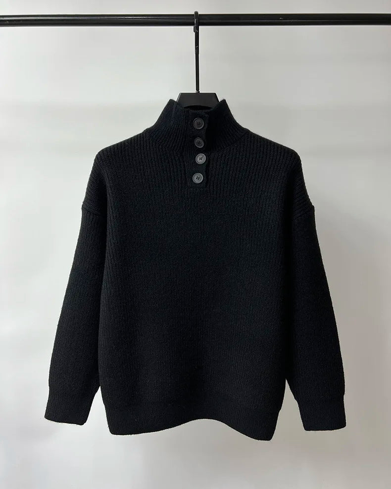 High end men's trendy jacquard knitted sweater 2023 autumn and winter new casual fashion thickened warm high collar pullover