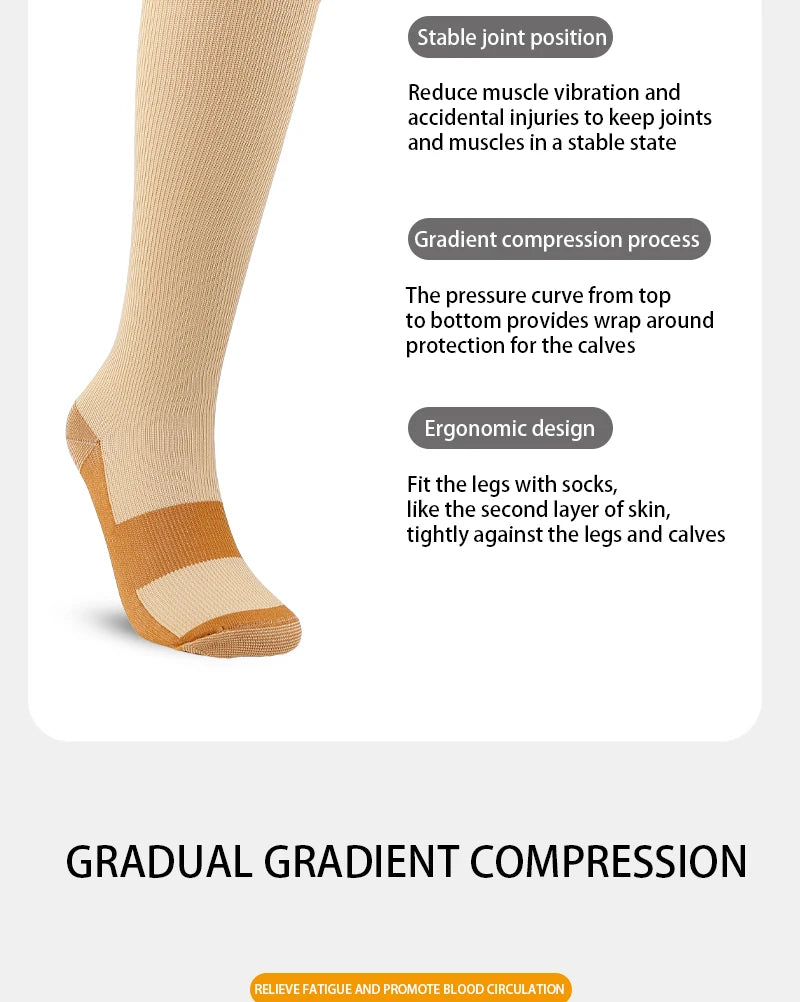 Long tube socks solid color sports pressure socks elastic socks copper compression socks on the soles outdoor cycling socks