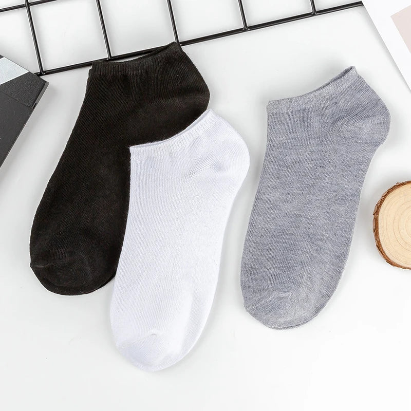 Men Ankle Socks Solid Color Black White Gray Breathable Cotton Sports Socks Unisex High Quality Spring Summer Male Short Sock