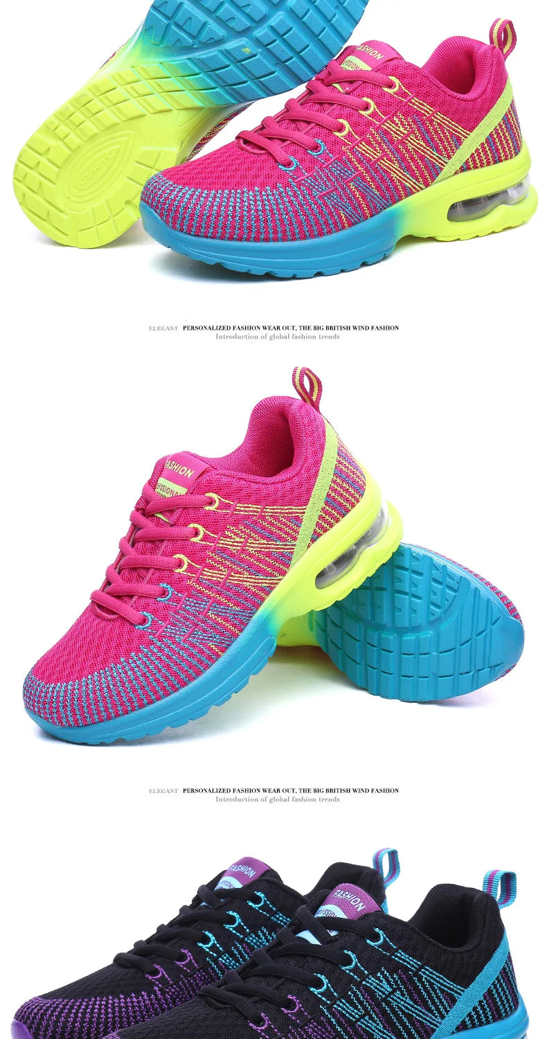 2023 New Running Shoes Breathable Outdoor Sneakers Women's Lightweight Air Cushion Sneakers Comfortable Sports Training Shoes