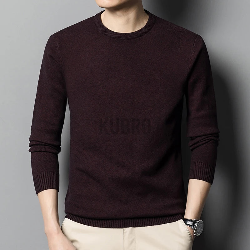 KUBRO Sweaters Men 2023 Autumn Winter New Warm Youth O-neck Men's Wool High Quality Fashion Casual Comfortable Pullover Male