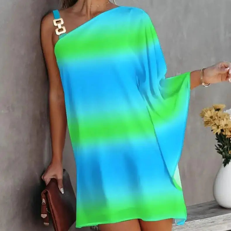 Sexy Mini Dresses For Women Summer Fashion Backless One Shoulder Beach Dress Casual Loose White New In Dresses 2024