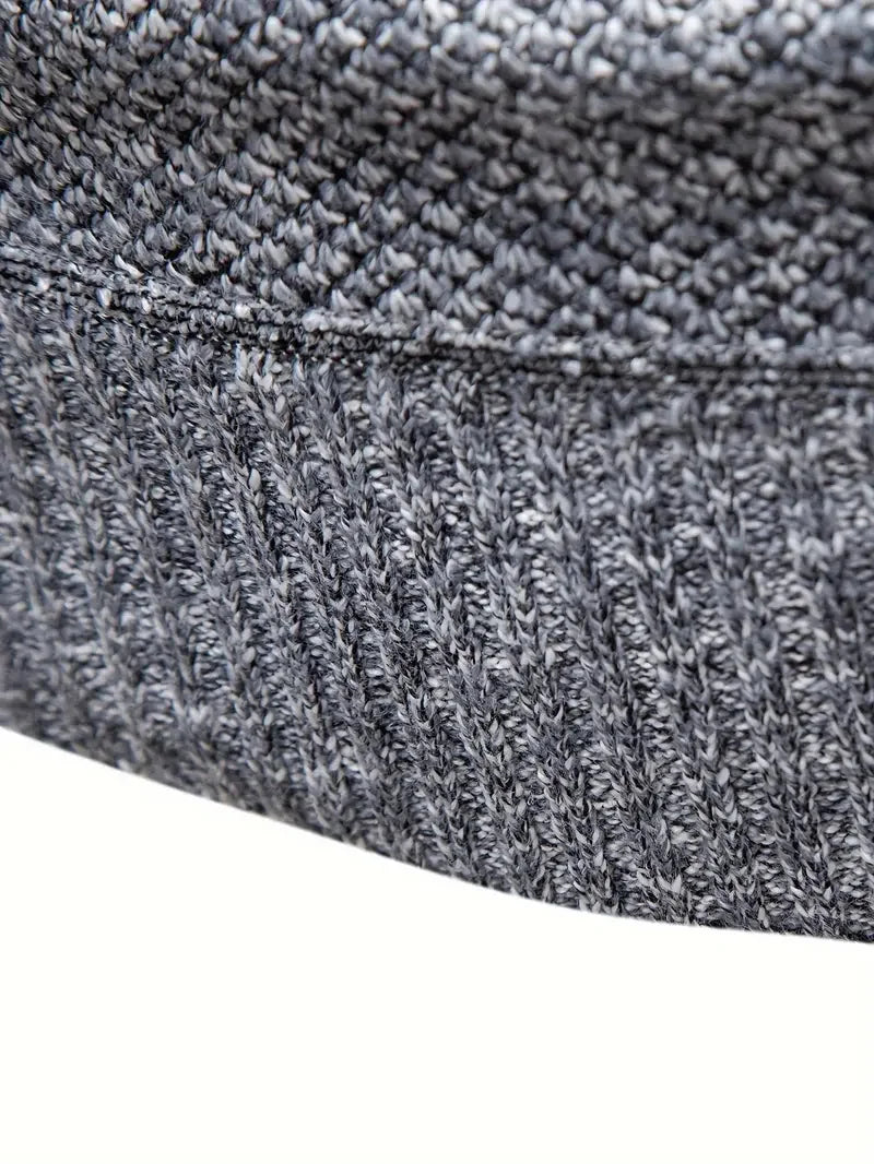 Men Pullover Autumn Winter Solid Color Stand Collar Leisure And Comfortable Zipper High Collar For Warmth Slim Fit Sweater