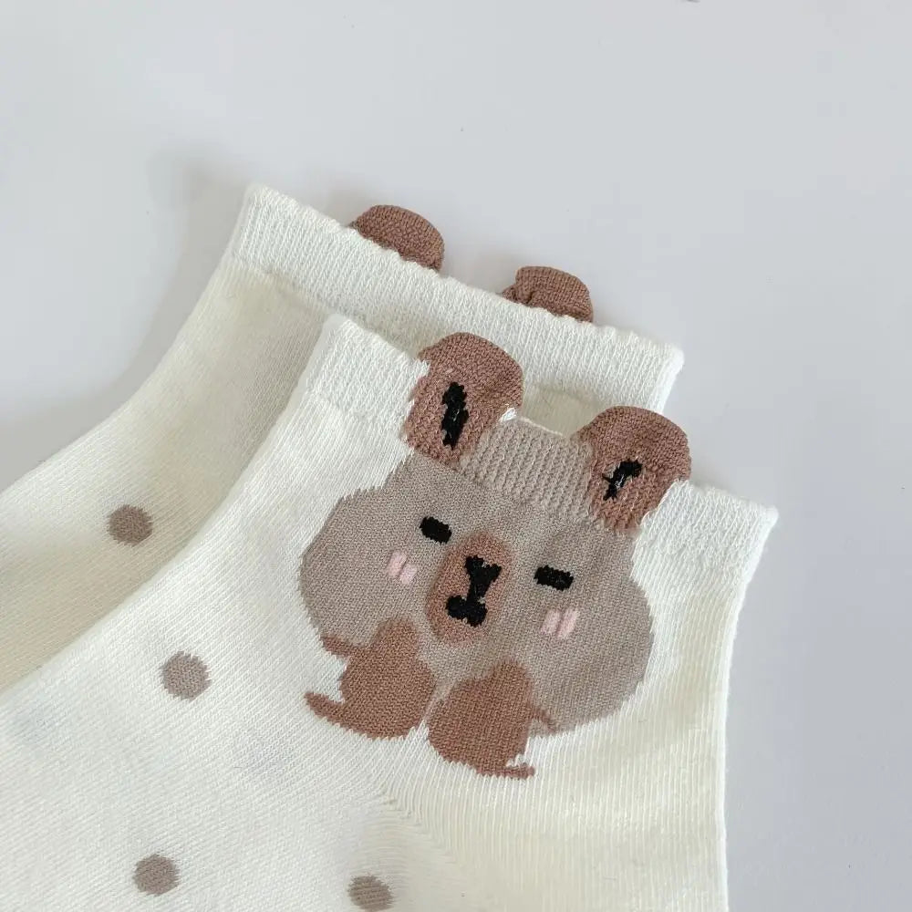 Cotton Capybara Socks Breathable Soft Japanese Casual Hosiery Coffee Cartoon Mid-tube Socks Women