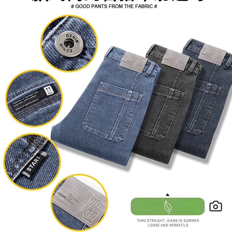 2024 New 6 Pocket Design Men's Denim Jeans Skinny Full Length Pants with High Elasticity Slim Pants Man Fashion Mid-waist Jeans