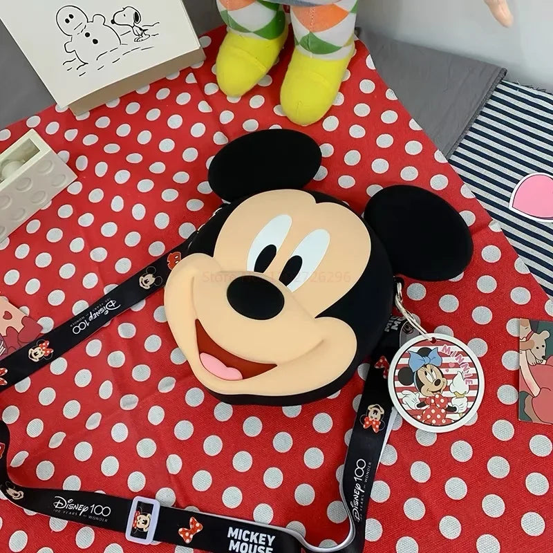 Original Disney Anime Kawaii Minnie Mickey Mouse Silicone One Shoulder Bag Leisure Fashion Zero Purse Birthday Gift For Girl