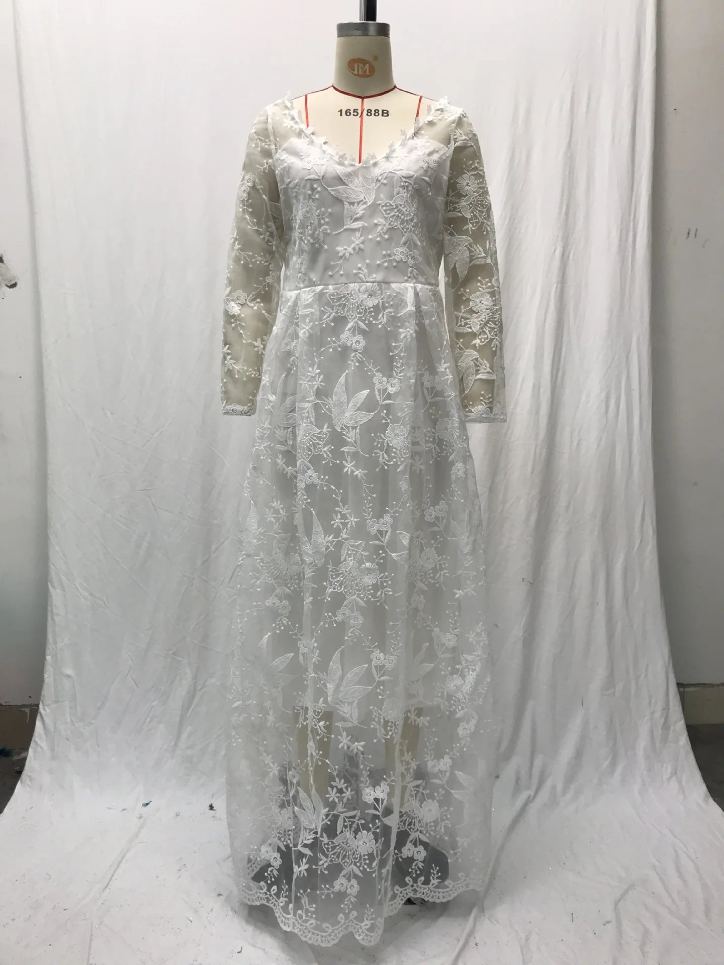 Women Lace Long Sleeve Off Shoulder White Bridal Wedding Dress Gown High Waist Loose Summer Dress Floor Length Evening