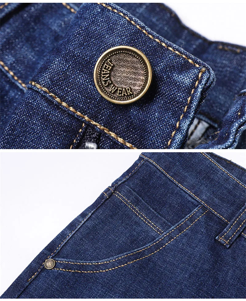 Casual Men Classic Business Jeans 2024 Summer Autumn Slim Stretch Denim Trousers Male High Quality Luxury Pants Brand Clothing