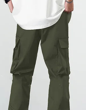 2024 new men's workwear pants, European and American men's loose straight casual pants, men's workwear pocket pants