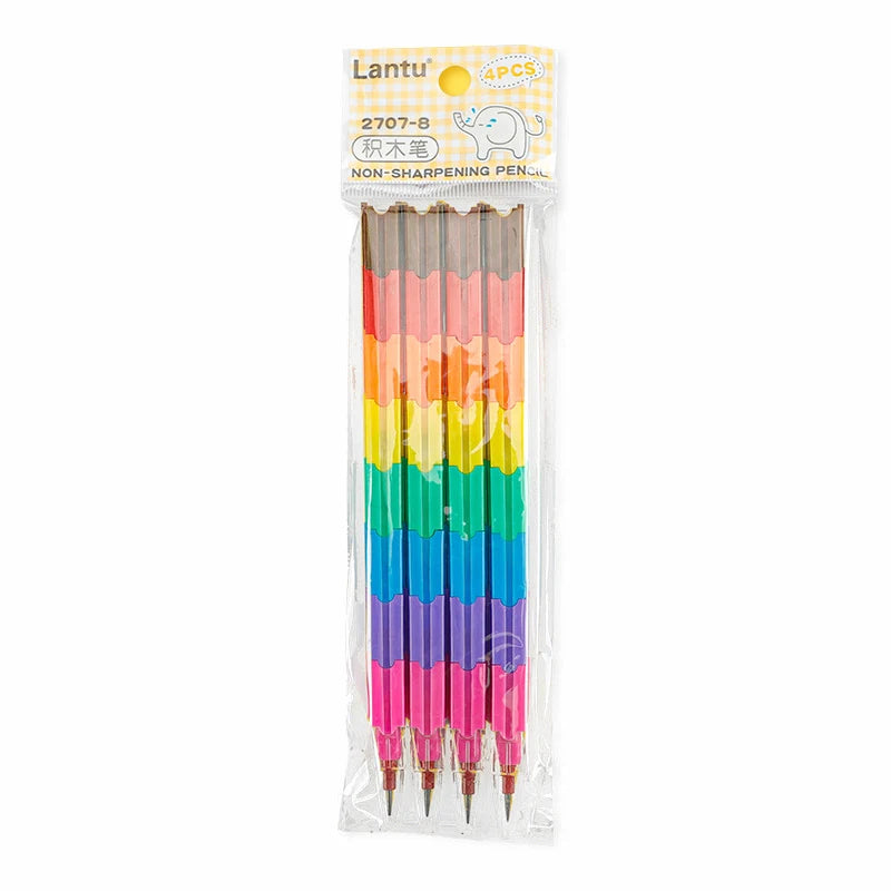 4pcs Non Sharpening Pencils Kawaii Mechanical Pencils for Kids Automatic Pens Replaceble Refills Korean Stationery School Office