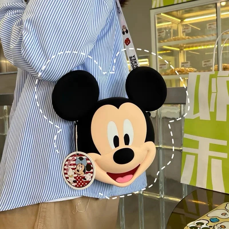 Original Disney Anime Kawaii Minnie Mickey Mouse Silicone One Shoulder Bag Leisure Fashion Zero Purse Birthday Gift For Girl