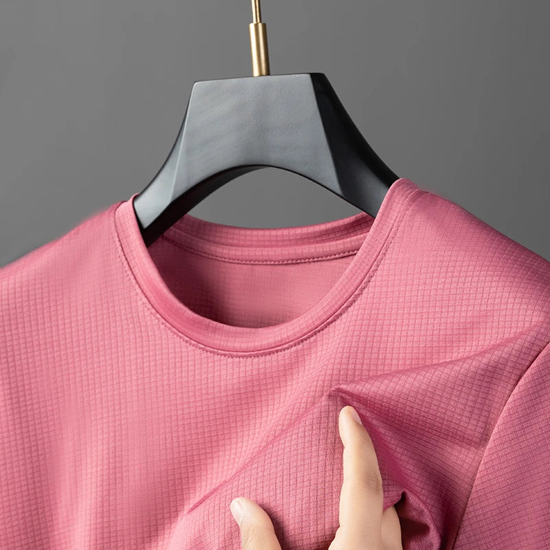 2024 Summer New Men's Solid Color Round Neck Short Sleeved T-shirt Fashion Casual Wrinkle Resistant Comfortable Top