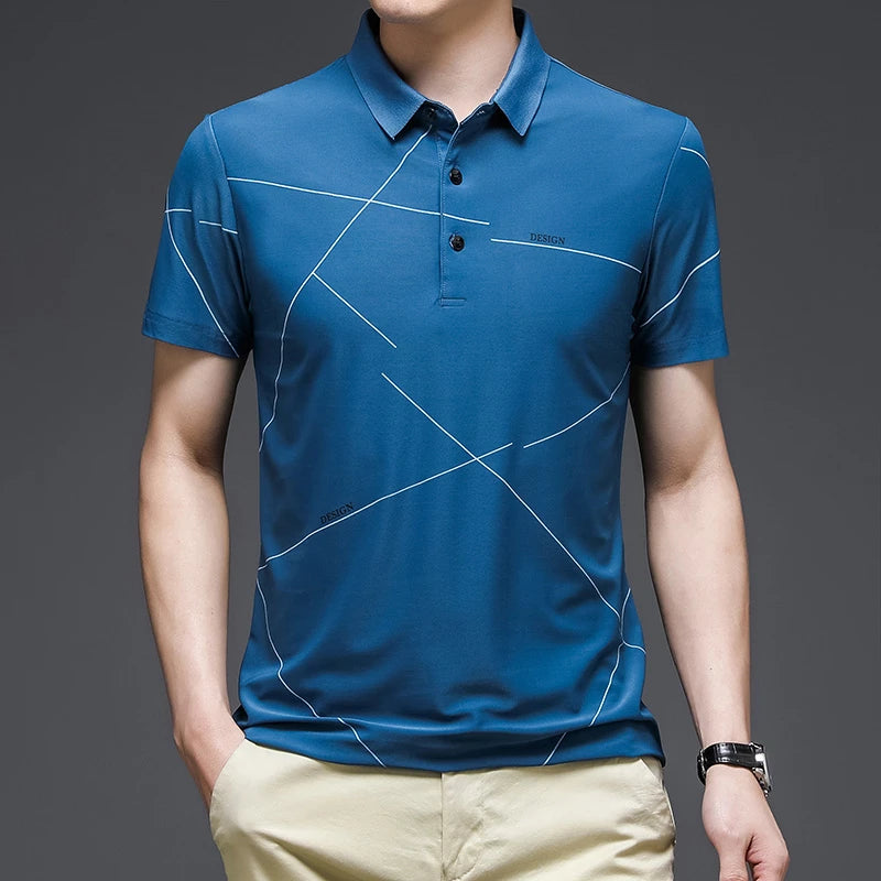 2024 Summer New Men's Printed Short Sleeved POLO Shirt Comfortable and Cool Casual Fashion T-shirt