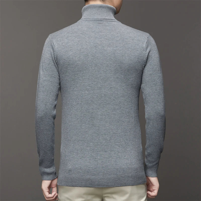 6 Colour Men's High Neck Long Sleeved Solid Color Sweater Soft Warm and Comfortable Top with a Base
