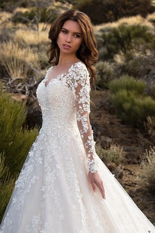 Women Lace Long Sleeve Off Shoulder White Bridal Wedding Dress Gown High Waist Loose Summer Dress Floor Length Evening