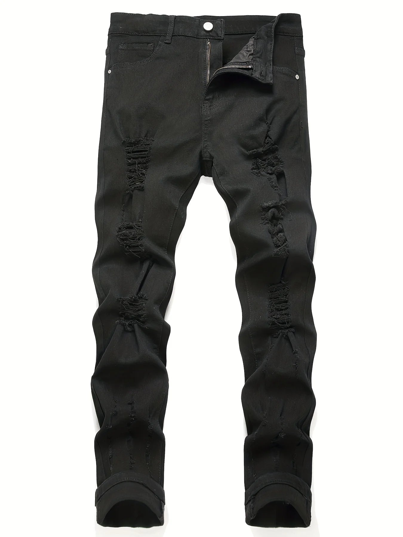 Men y2k Stretchy Skinny Denim Jeans For Men Casual Pants Ripped Streetwear Hole Slim Fit Denim Hip Hop Comfort Straight Trousers