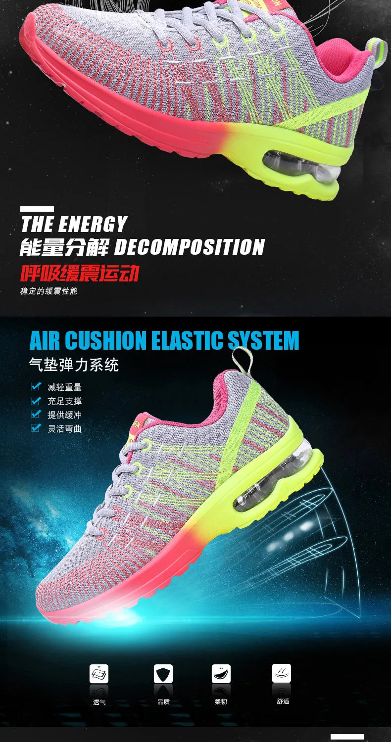 2023 New Running Shoes Breathable Outdoor Sneakers Women's Lightweight Air Cushion Sneakers Comfortable Sports Training Shoes