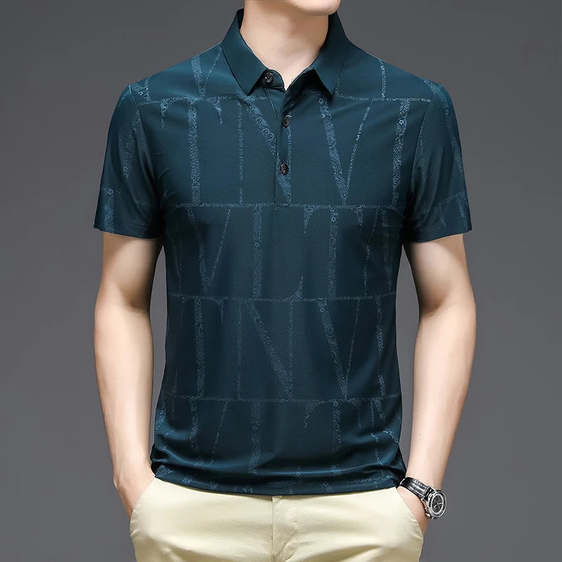 2024 Summer New Men's Printed Short Sleeved POLO Shirt Comfortable and Cool Casual Fashion T-shirt
