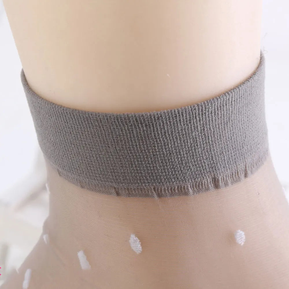 Black Dot Transparent Socks Ultra-thin Elastic Women Crystal Silk Socks Nylon Fashion Ladies Summer Short Ankle Socks
