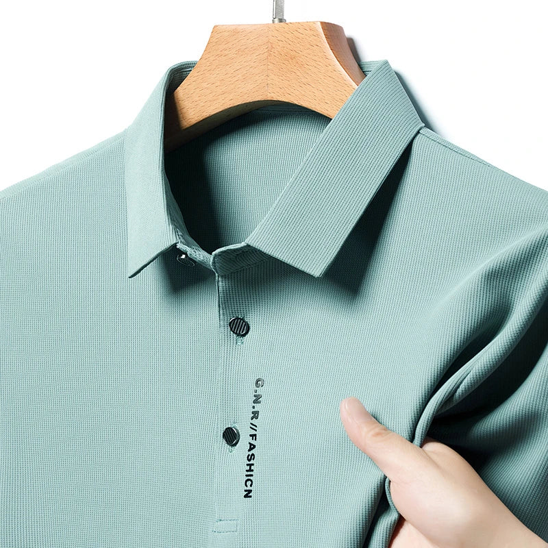 2024 Summer New Men's Business Casual Solid Color Short Sleeved POLO Shirt Comfortable and Cool Fashion T-shirt