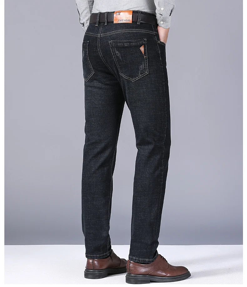 2024 New Men Classic Style Luxury Brand High-Quality Jeans Business Casual Stretch Slim Denim Pants Fashion Blue Black Trousers