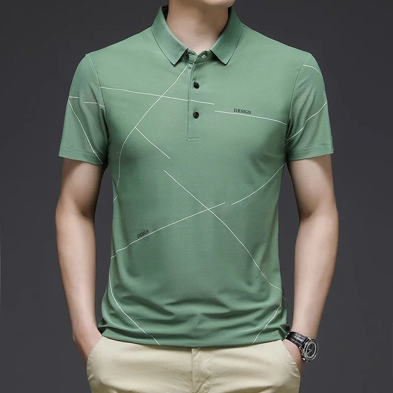 2024 Summer New Men's Printed Short Sleeved POLO Shirt Comfortable and Cool Casual Fashion T-shirt