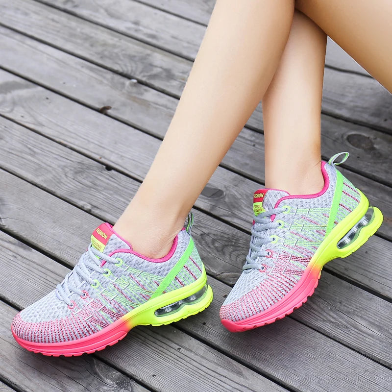 2023 New Running Shoes Breathable Outdoor Sneakers Women's Lightweight Air Cushion Sneakers Comfortable Sports Training Shoes