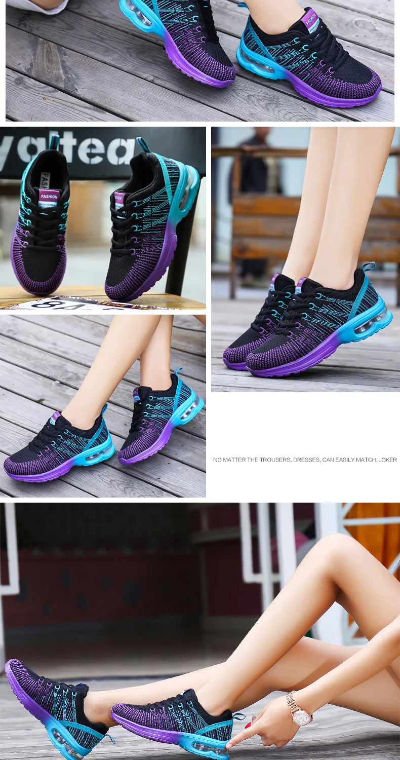 2023 New Running Shoes Breathable Outdoor Sneakers Women's Lightweight Air Cushion Sneakers Comfortable Sports Training Shoes
