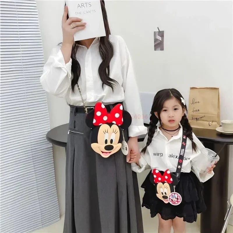 Original Disney Anime Kawaii Minnie Mickey Mouse Silicone One Shoulder Bag Leisure Fashion Zero Purse Birthday Gift For Girl