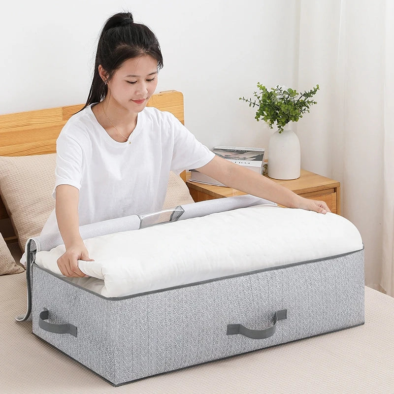 Large Bed Bottom Storage Box Foldable Clothing Quilt Storage Bag Household Moisture Bedroom Clothes Storage Bags Organizing Bags