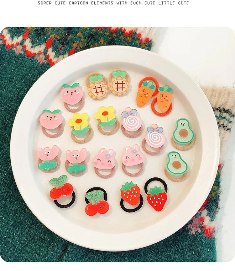 10/20Pcs/Lot Sweet Hair Band Girls Hair Ties Bows Elastic Rubber Band Flower Small Ball Scrunchies Baby Kids Hair Accessories