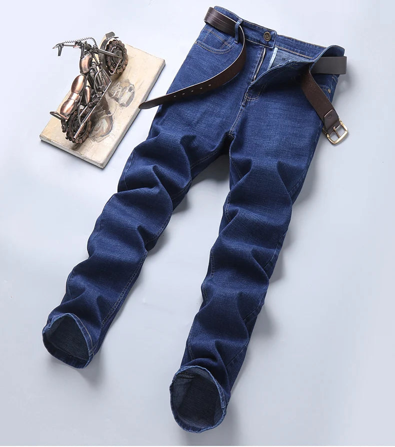 2024 New Men Classic Style Luxury Brand High-Quality Jeans Business Casual Stretch Slim Denim Pants Fashion Blue Black Trousers