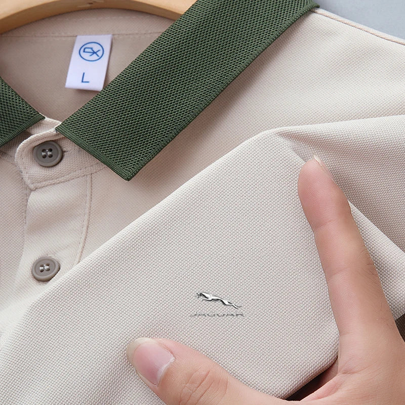 2024Summer men's new polo men's solid color short sleeved polo shirt men's casual street wear high-end polo shirt