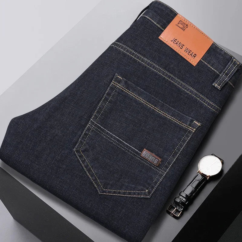 Casual Men Classic Business Jeans 2024 Summer Autumn Slim Stretch Denim Trousers Male High Quality Luxury Pants Brand Clothing