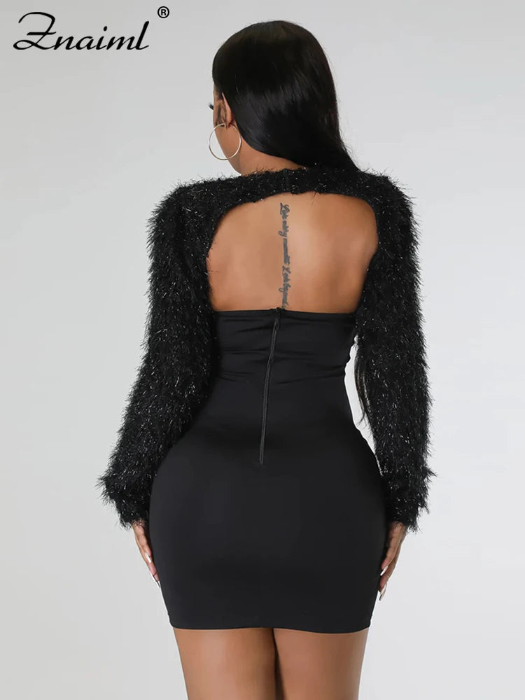 Znaiml Spring Fall Velvet Evening Party Dresses for Women Elegant Corset Short Robe with Shawl Nightclub Prom Bodycon Vestidos