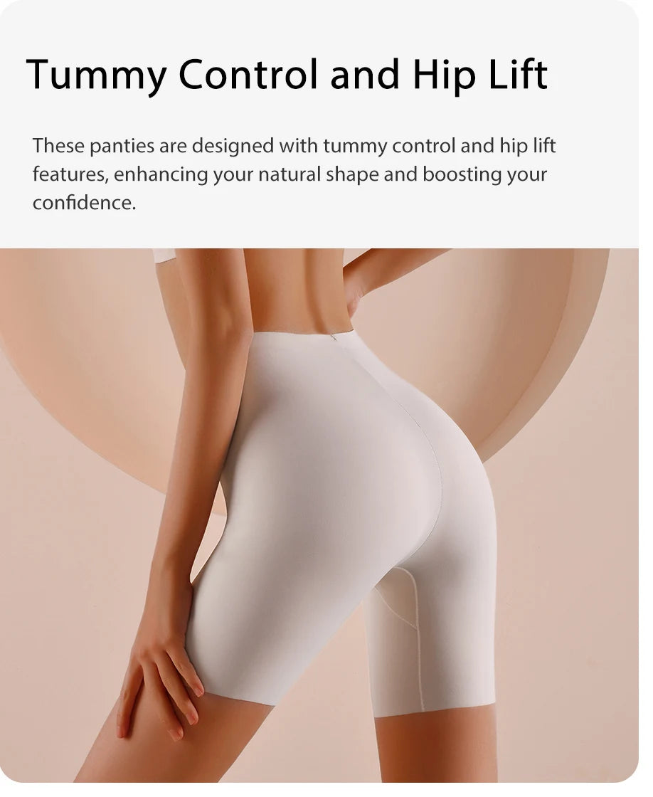 Seamless High Waist Shorts Panties For Women Tummy Control Hip Lift Ice Silk Safety Pants Sports Underwear Boyshorts Boxer