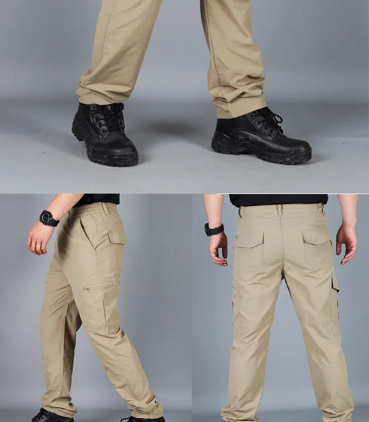 Men City Pants Cargo Trousers Multi-pocket Waterproof Wear-resistant Casual Training Overalls Fat Cargo Quick Dry Pants