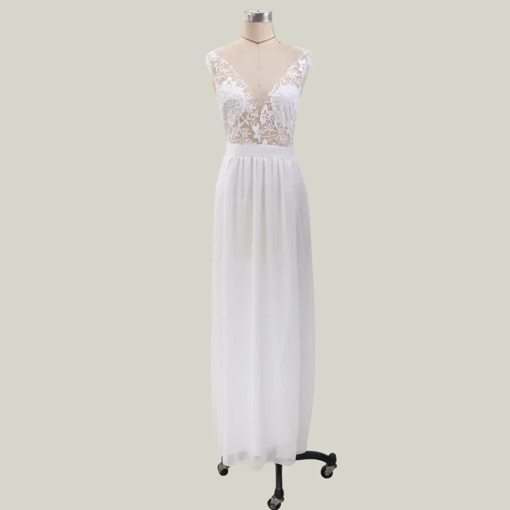 Fashionable Hot Sale Womens Dress Skirt Polyester Sleeveless Slight Strech Solid Color Chiffon Dress Crew-Neck