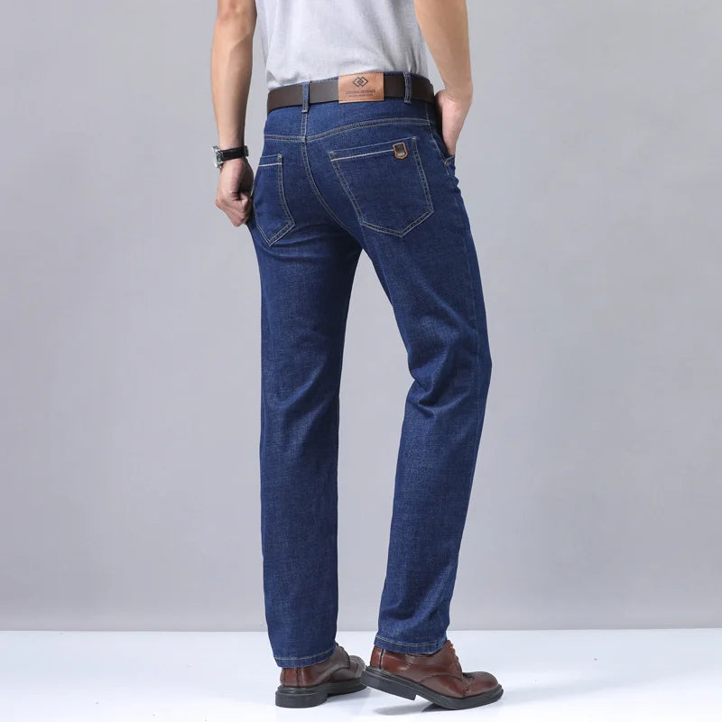 Casual Men Classic Business Jeans 2024 Summer Autumn Slim Stretch Denim Trousers Male High Quality Luxury Pants Brand Clothing
