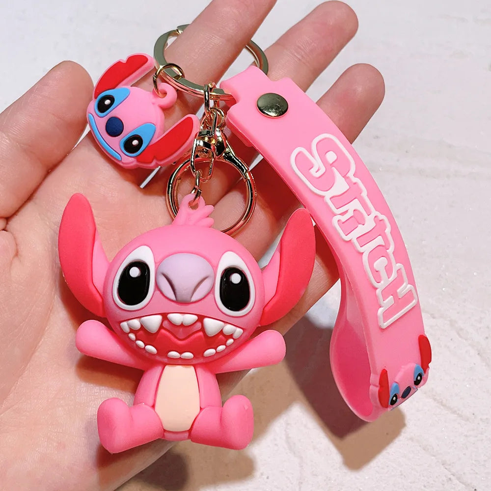 Super Mario Bros Game Stitch Disney Keychain wonder Action Figure Toy PVC Silicone Pendant Car Cartoon Bag Pendant Jewelry Gifts