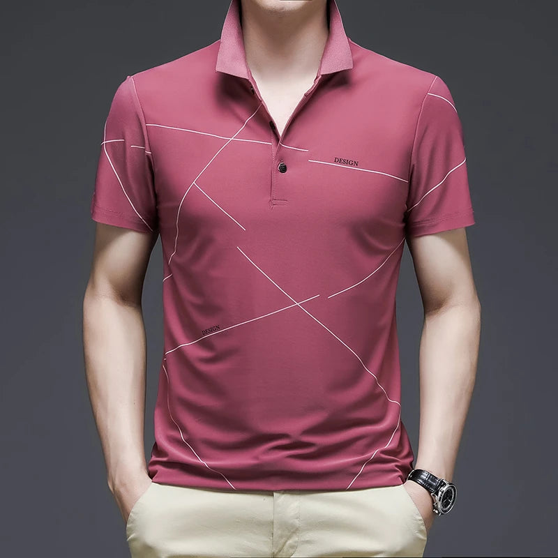 2024 Summer New Men's Printed Short Sleeved POLO Shirt Comfortable and Cool Casual Fashion T-shirt