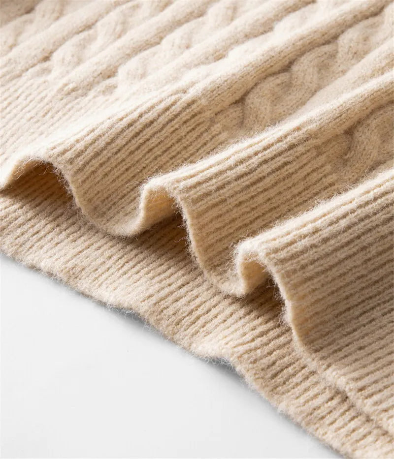 Men's Cashmere Blend Large Size Sweaters Autumn Winter Half High Neck Zipper Casual Knit Pullovers Men Long Sleeve Warm Jumper
