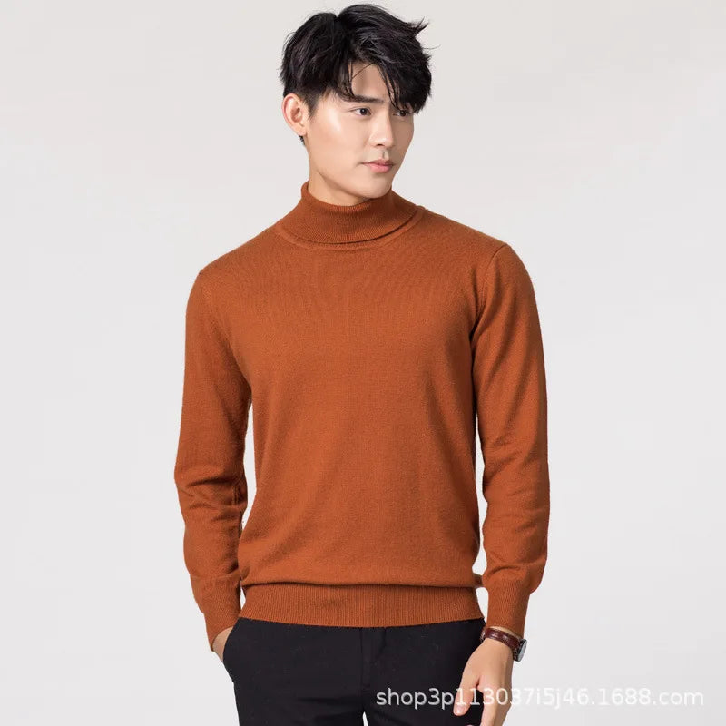 Autumn and Winter Cashmere Sweater Men's Pullover Half High Collar Soft and Warm Pullover Knitted Sweater Men's Sweater
