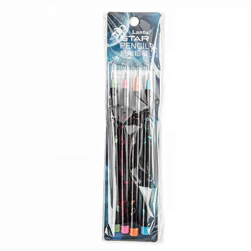 4pcs Non Sharpening Pencils Kawaii Mechanical Pencils for Kids Automatic Pens Replaceble Refills Korean Stationery School Office