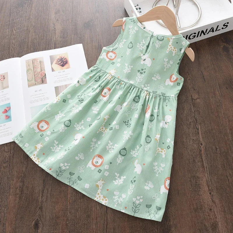Bear Leader Summer Girls Dress Casual Princess Dresses Sleeveless Print Flower Costumes Kids Vestidos Cotton Floral Dress 2-7Y