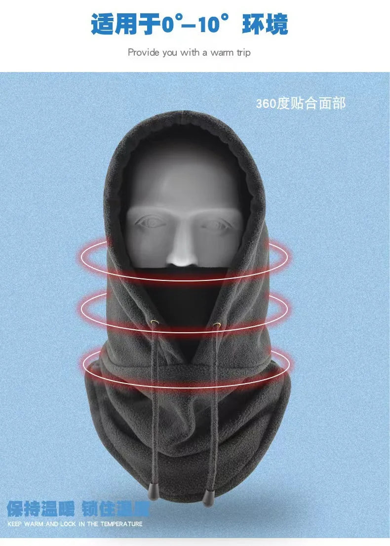 2024 New Fashion Warm Cap Winter Men Women Hat Waterproof Thermal Polar Fleece Balaclava Hat Hooded Neck Warmer Hike Cycling Cap