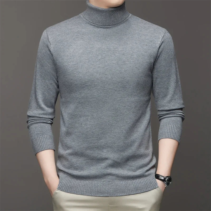 6 Colour Men's High Neck Long Sleeved Solid Color Sweater Soft Warm and Comfortable Top with a Base