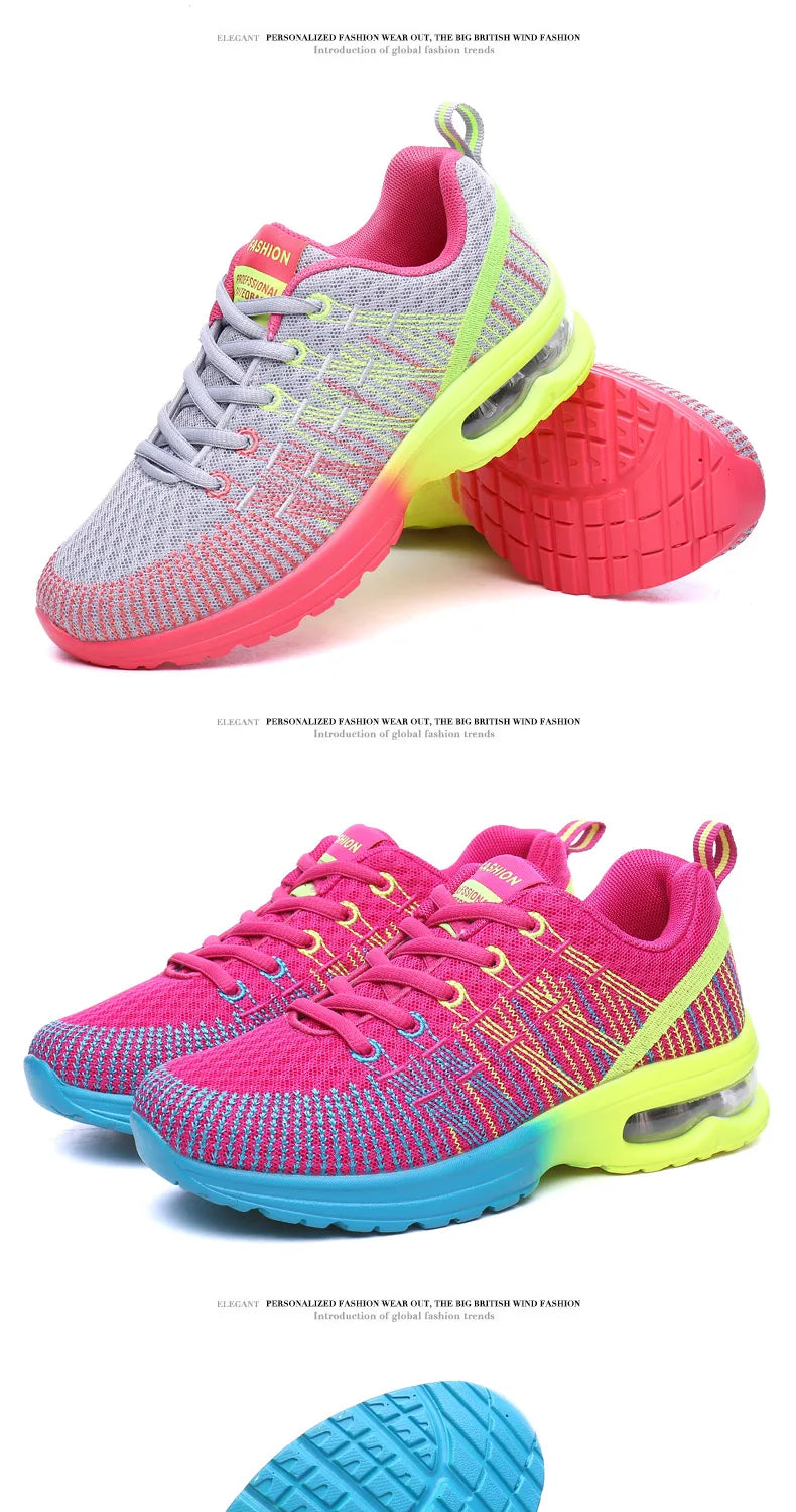 2023 New Running Shoes Breathable Outdoor Sneakers Women's Lightweight Air Cushion Sneakers Comfortable Sports Training Shoes