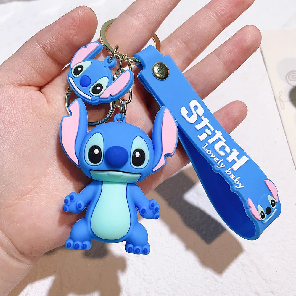 Super Mario Bros Game Stitch Disney Keychain wonder Action Figure Toy PVC Silicone Pendant Car Cartoon Bag Pendant Jewelry Gifts