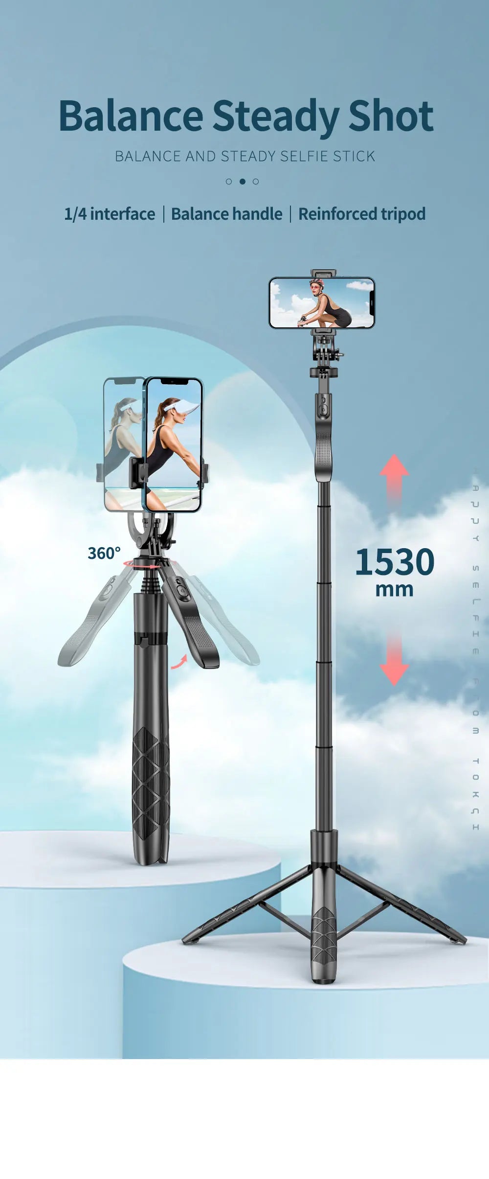 1530mm Wireless Selfie Stick Tripod Stand Foldable Monopod With Led Light For Smartphones Balance Steady Shooting Live